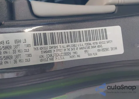 2018 Jeep Grand Cherokee Sterling Edition 4X4 from USA, damaged, VIN 1C4RJFBG4JC198924